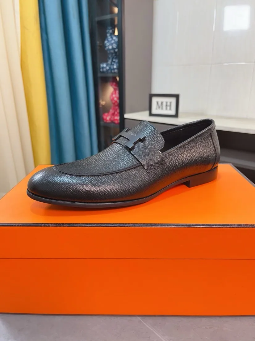Men's shoes 💰560🌹🌹Niuli "HERMES" Hermès business leather shoes, original factory configuration, original imported cowhide upper + luxury hardware logo + fully imported original customized cowhide lining, sole: rubber wear-resistant outsole, difficult craftsmanship, original factory follow-up goods, 🔍🔍high quality code number: 38-44 45 can be customized